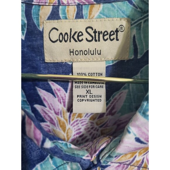 Cooke Street Honolulu Men's XL Hawaiian Tropical Floral Button Up Shirt Easter - Picture 4 of 6